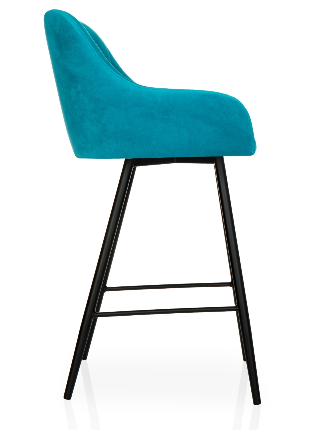 Turkusowy hoker Marcus na czarnych metalowych nogach - widok z boku 